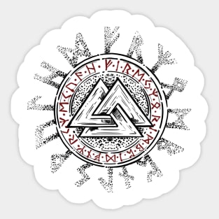 Valknut with runes Sticker